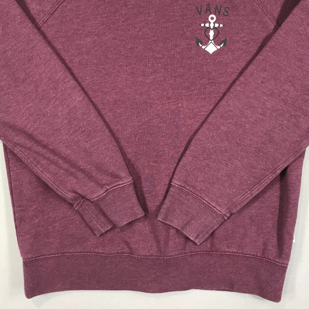 Vans Sweatshirt Teens Medium Red Graphic Logo Pullover Sweater Crew Anchor Skull - Picture 8 of 14
